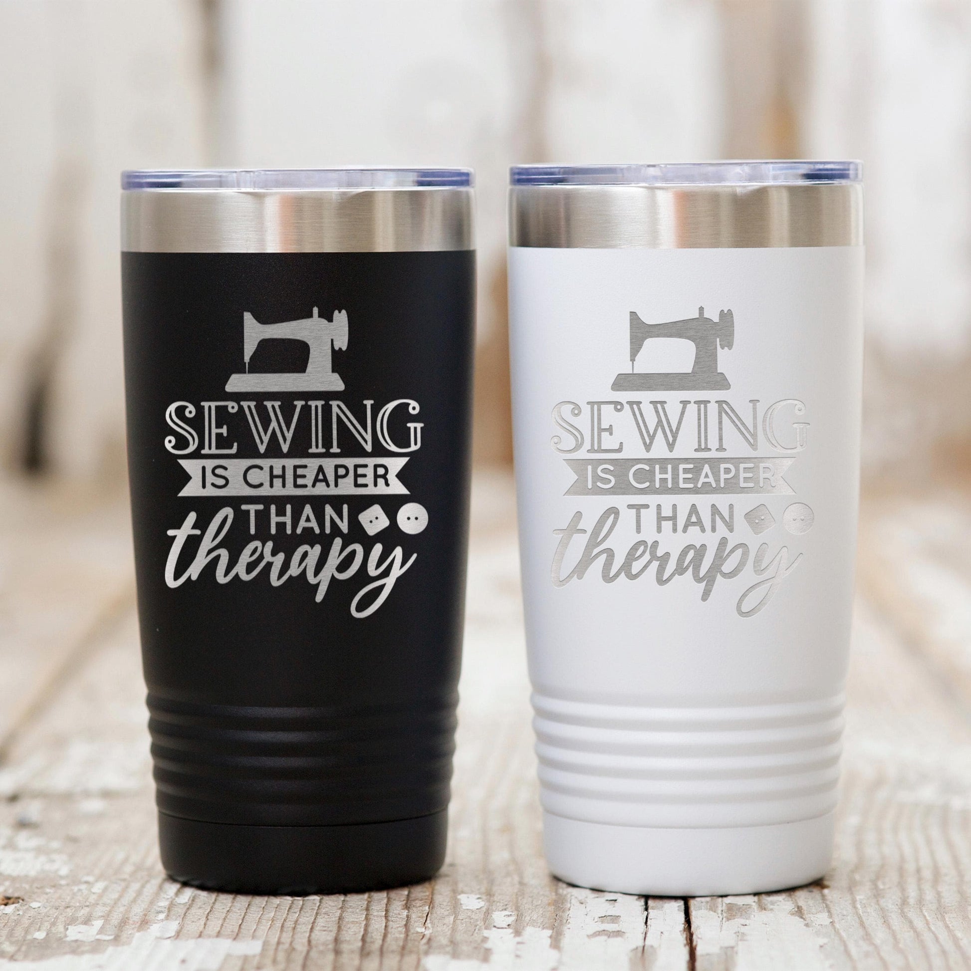 Personalized Sewing Tumbler 20 oz stainless steel insulated drinkware for crafters, hot or cold beverage travel mug, gift for sewists Joyful Moose