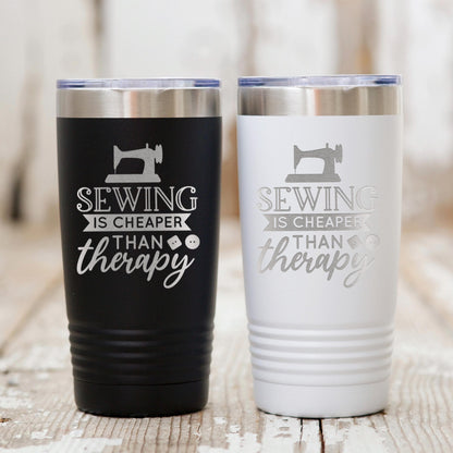 Personalized Sewing Tumbler 20 oz stainless steel insulated drinkware for crafters, hot or cold beverage travel mug, gift for sewists Joyful Moose