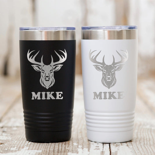 Personalized Deer Hunting Tumbler with Custom Name, Insulated Travel Mug for Outdoor Enthusiasts, Keeps Beverages Hot or Cold Joyful Moose