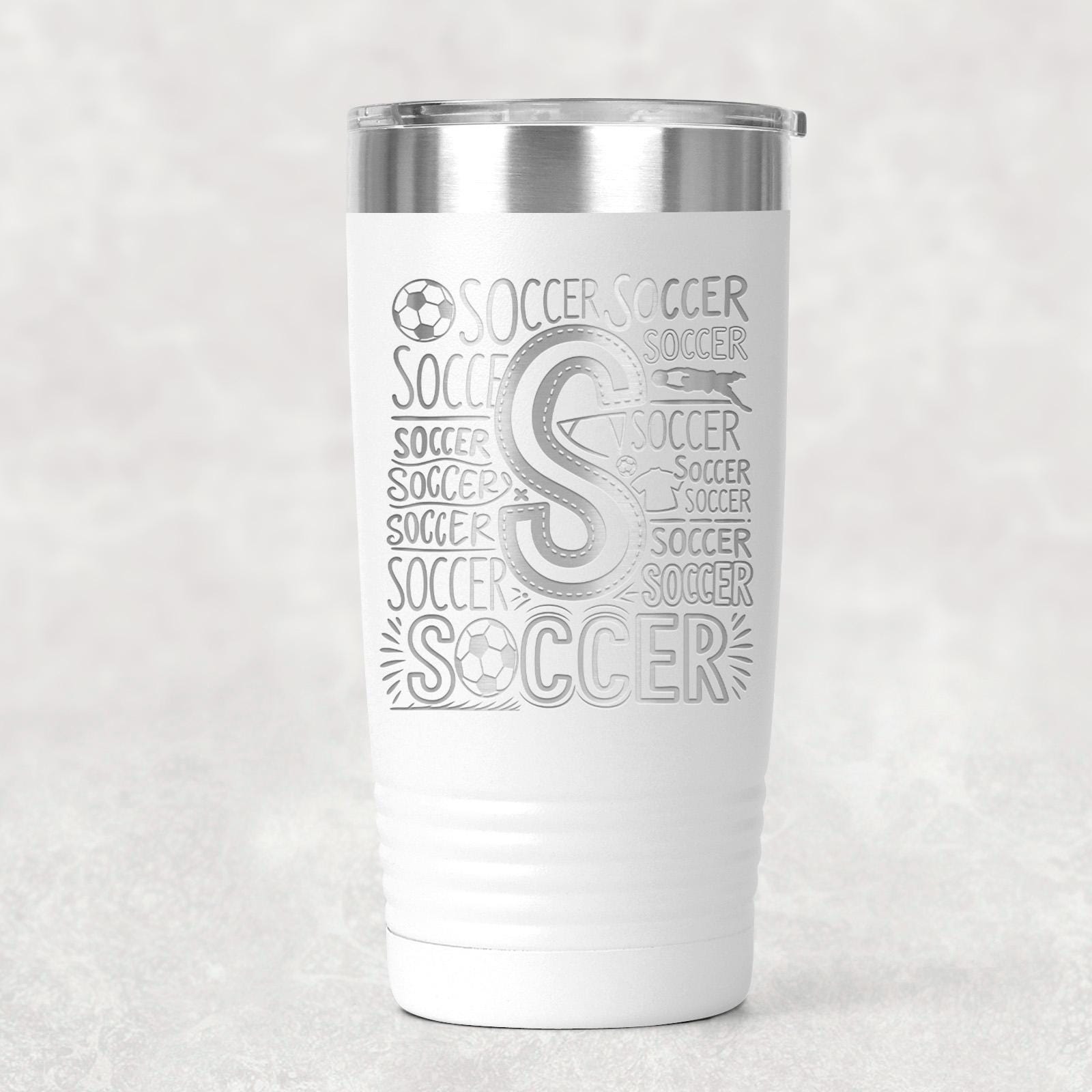 Soccer Tumbler 20 oz with Insulation, Sports Gift for Soccer Enthusiasts, Athletes, Soccer Mom Gift, Team Gift Idea, Soccer Accessories Joyful Moose