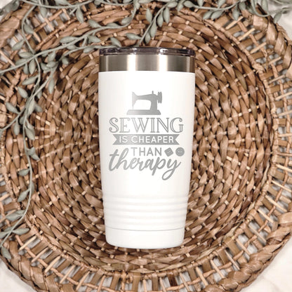 Personalized Sewing Tumbler 20 oz stainless steel insulated drinkware for crafters, hot or cold beverage travel mug, gift for sewists Joyful Moose