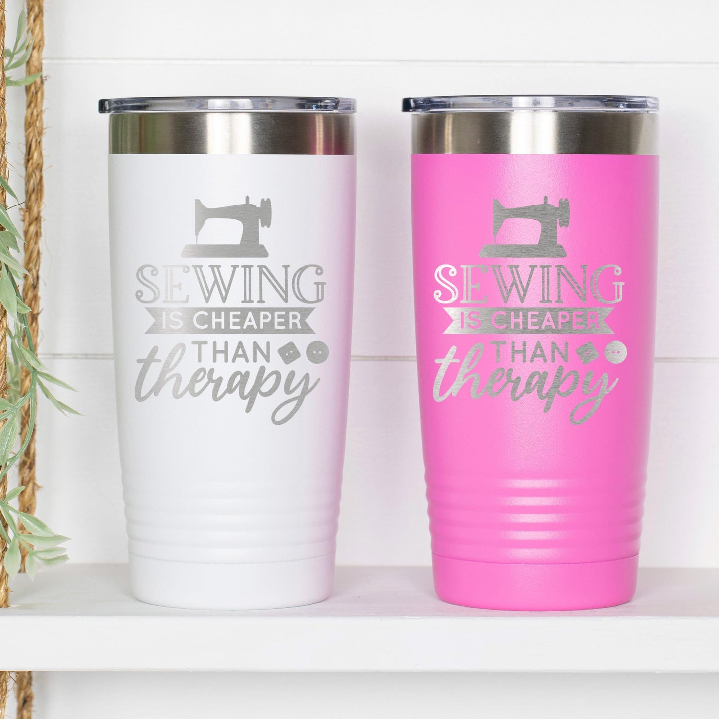 Personalized Sewing Tumbler 20 oz stainless steel insulated drinkware for crafters, hot or cold beverage travel mug, gift for sewists Joyful Moose
