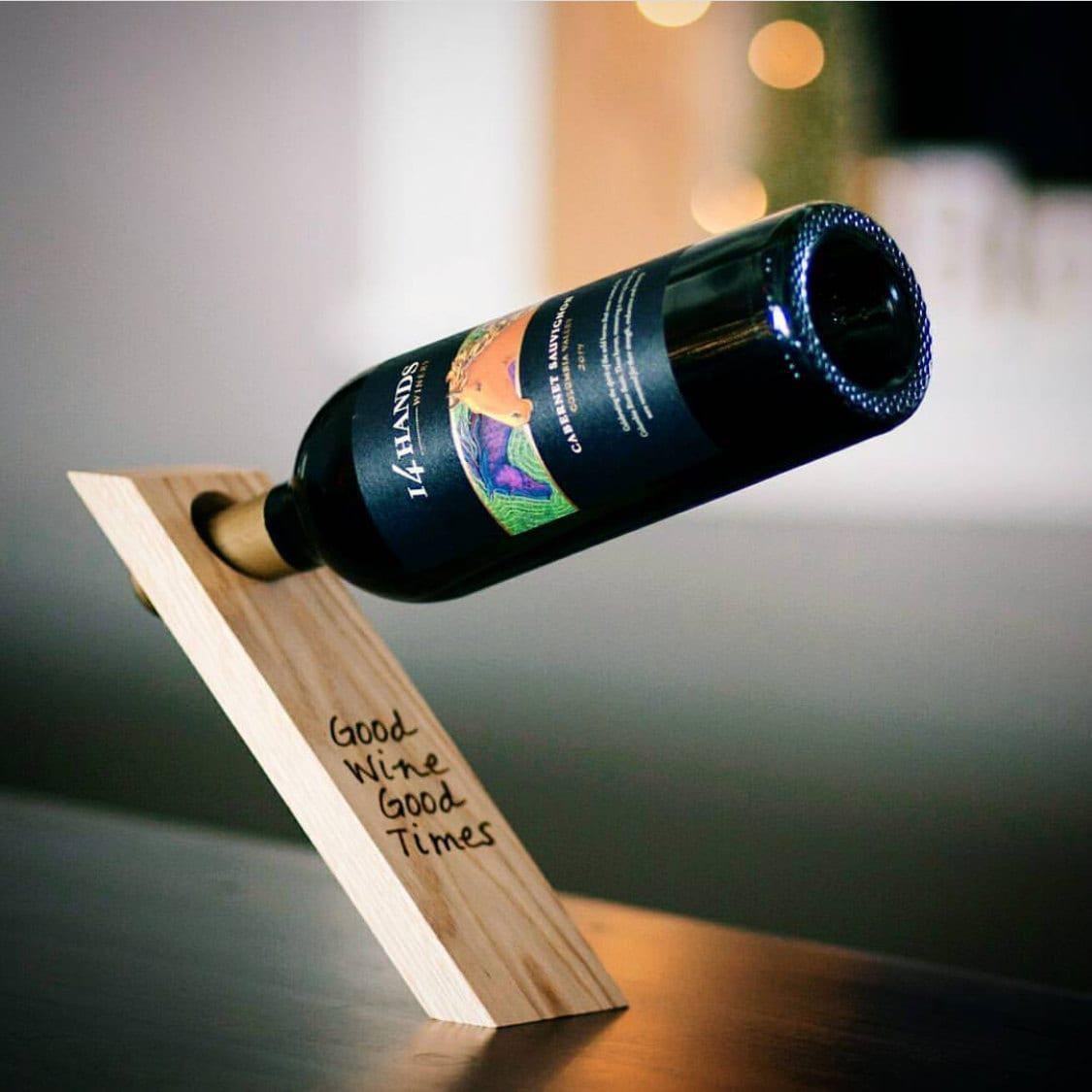 Wine Bottle Balancer - Gravity Defying Wooden Wine Holder, Unique Hostess Gift for Wine Lovers, Creative Wine Display and Decor Joyful Moose