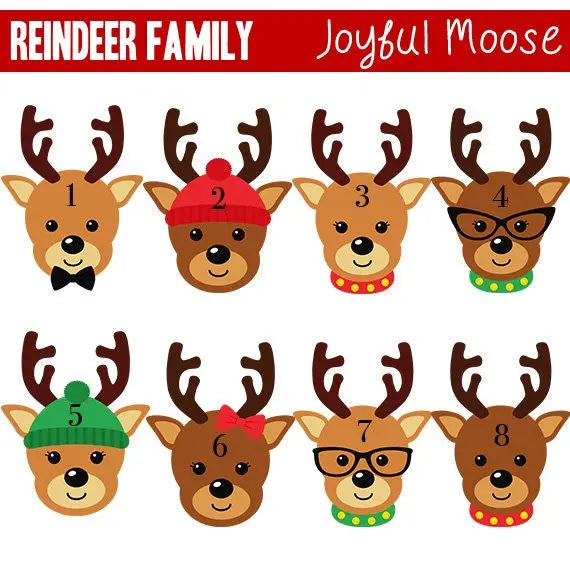 Christmas Ornament Reindeer - Custom Family of 4 Gift Idea under 15 - Black Friday Shopping Christmas Ornaments Joyful Moose
