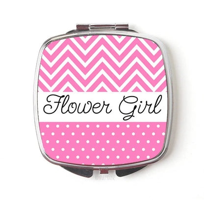 Flower Girl Gift - Pink Compact Mirror Flower Girls Gift - Wedding Party Accessories Compact Makeup Mirror Joyful Moose
