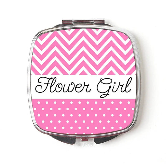 Flower Girl Gift - Pink Compact Mirror Flower Girls Gift - Wedding Party Accessories Compact Makeup Mirror Joyful Moose