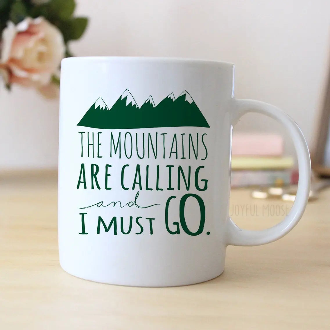Mountain Coffee Mug – Ceramic Rocky Mountain Mug | Dishwasher Safe, Camping Gift Joyful Moose