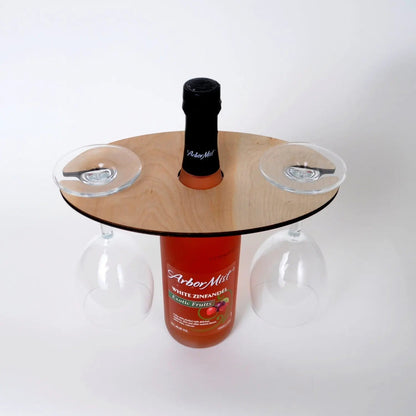 Wine Glass Holder - Wedding Gift - Eat Drink & Be Married - Personalized Wood Wine Glass Carrier Joyful Moose