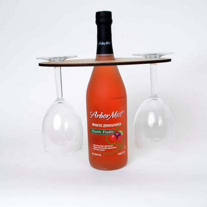 Wine Glass Holder - Wedding Gift - Eat Drink & Be Married - Personalized Wood Wine Glass Carrier Joyful Moose
