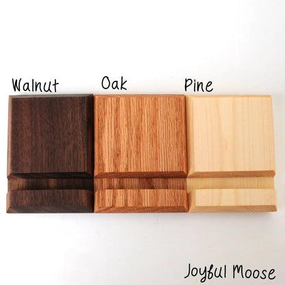 Engraved Wood Phone Holder - Wood Docking Station - Groomsmen Gift Joyful Moose