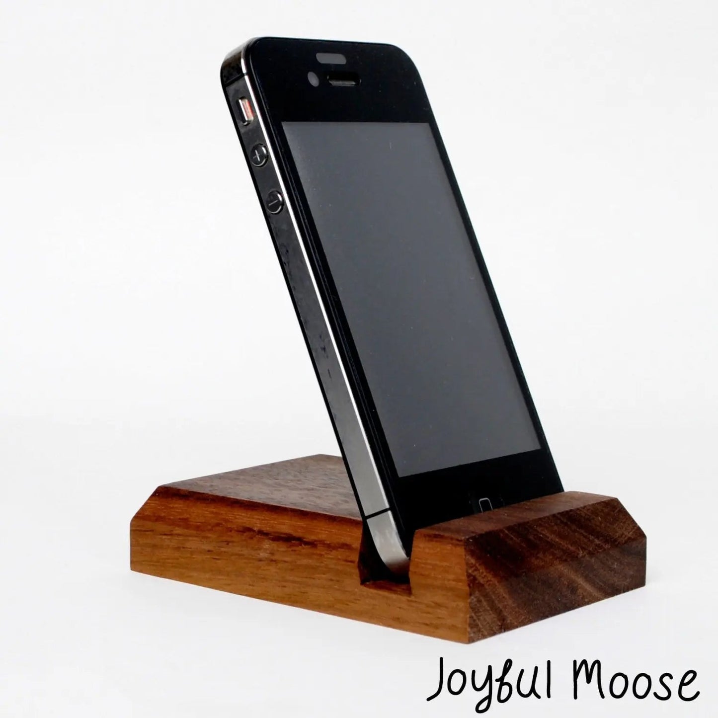 Engraved Wood Phone Holder - Wood Docking Station - Groomsmen Gift Joyful Moose