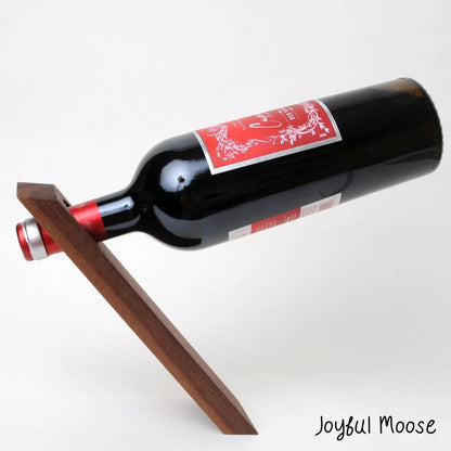 Wood Wine Bottle Balancer - Wine Bottle Hostess Gift - Gravity Defying Wine Bottle Holder Joyful Moose