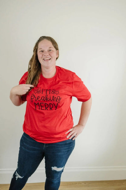 I'm Freaking Merry Tshirt, Funny Christmas shirt, Funny Red Christmas tee, funny christmas shirts Joyful Moose