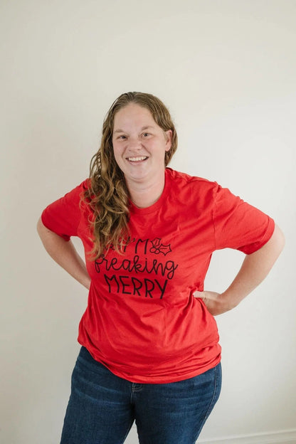 I'm Freaking Merry Tshirt, Funny Christmas shirt, Funny Red Christmas tee, funny christmas shirts Joyful Moose