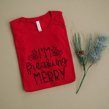I'm Freaking Merry Tshirt, Funny Christmas shirt, Funny Red Christmas tee, funny christmas shirts Joyful Moose