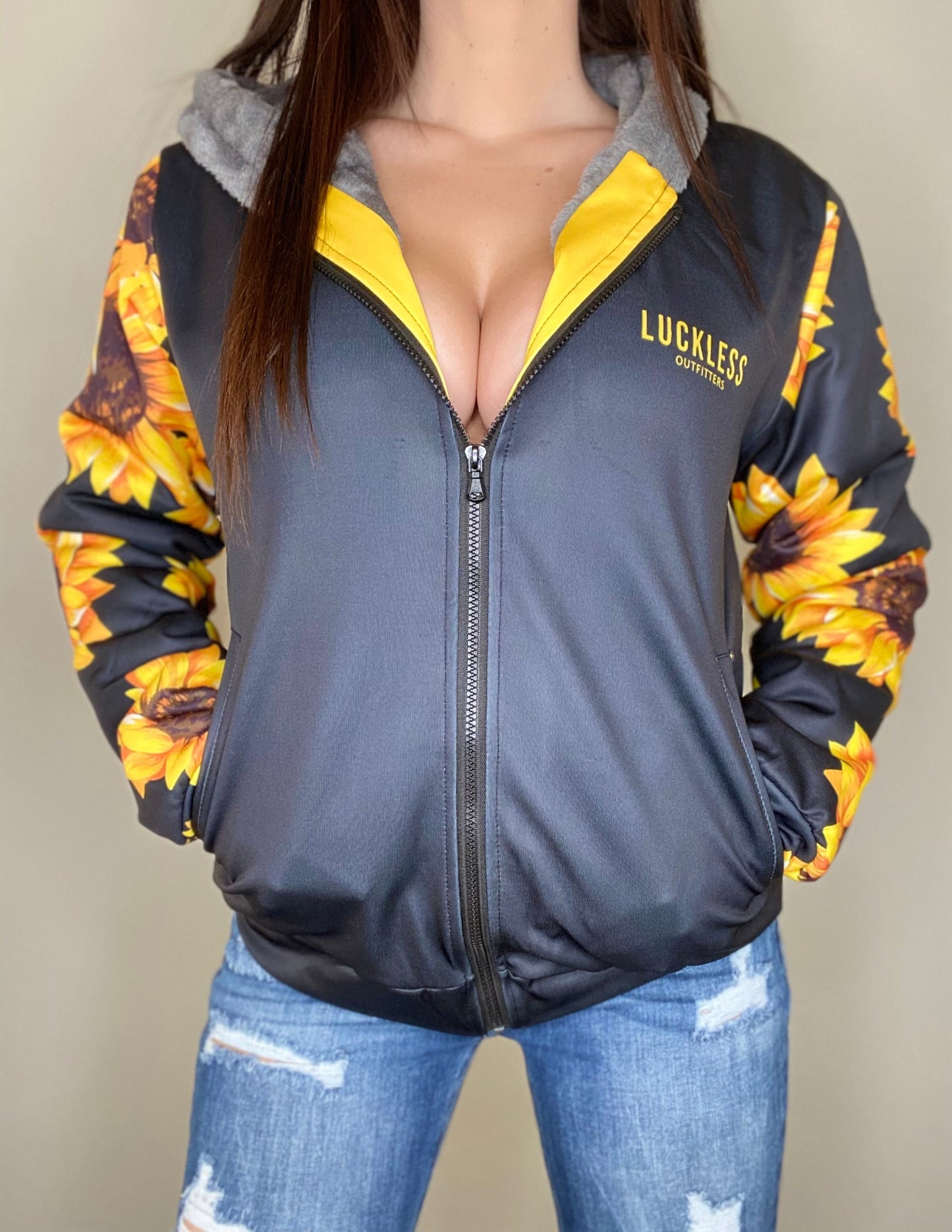 SUNFLOWER HEAVY ZIP FLEECE HOODIE Luckless Outfitters