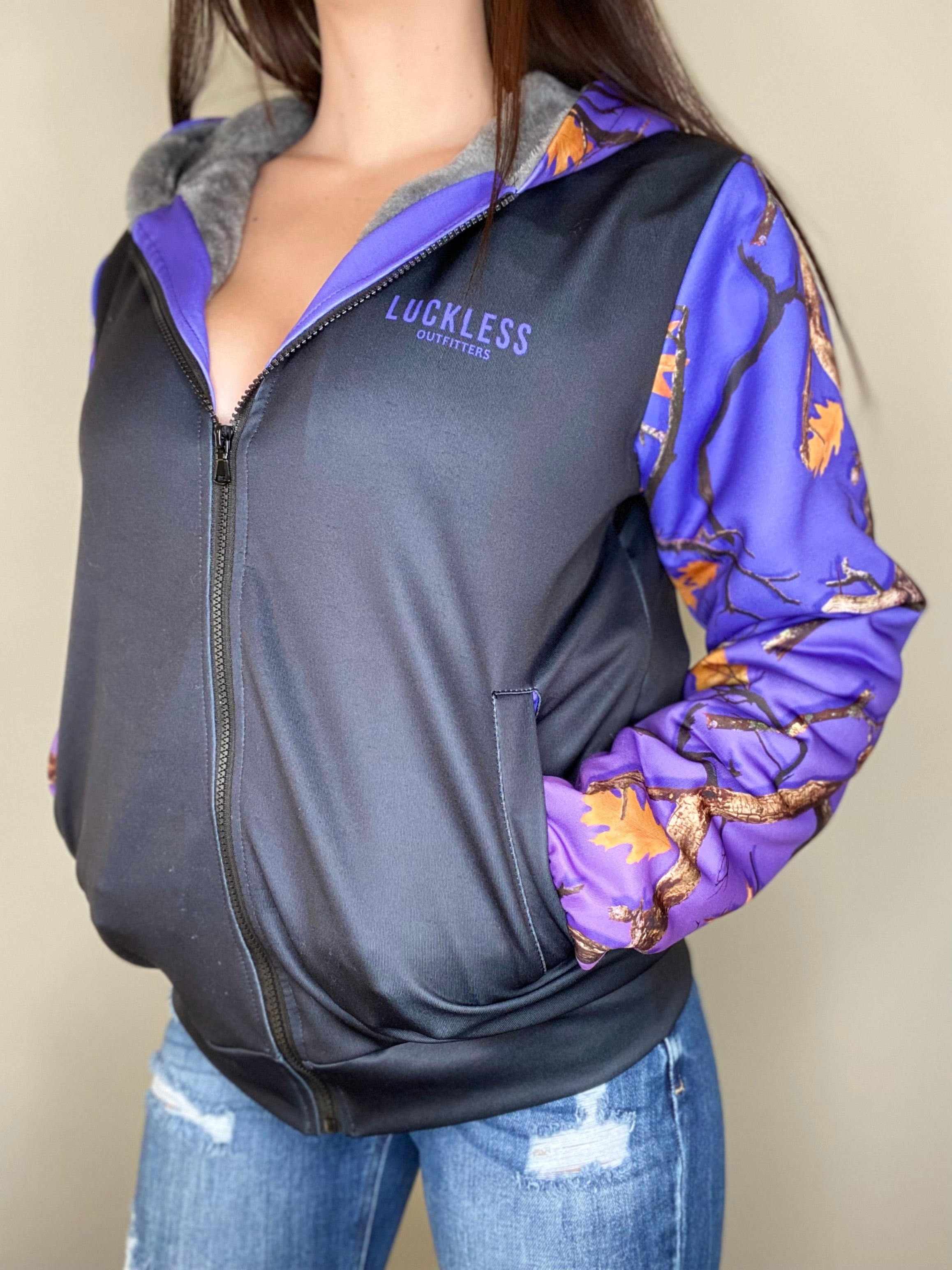 PLUMTUOUS CAMO HEAVY ZIP FLEECE HOODIE Luckless Outfitters
