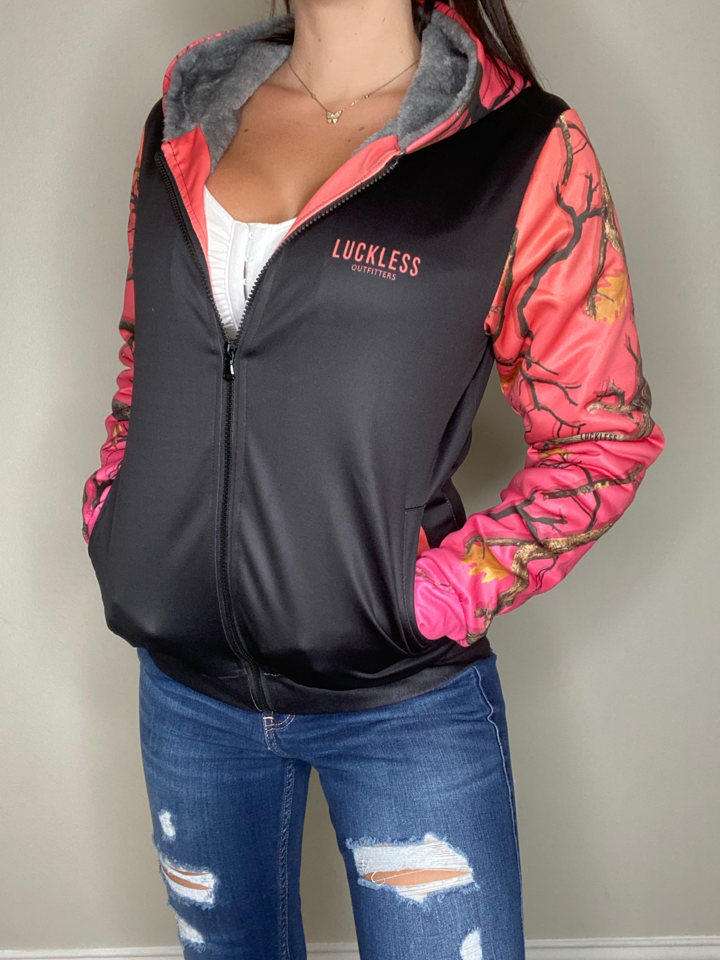 SUN KISSED CAMO HEAVY ZIP FLEECE HOODIE Luckless Outfitters