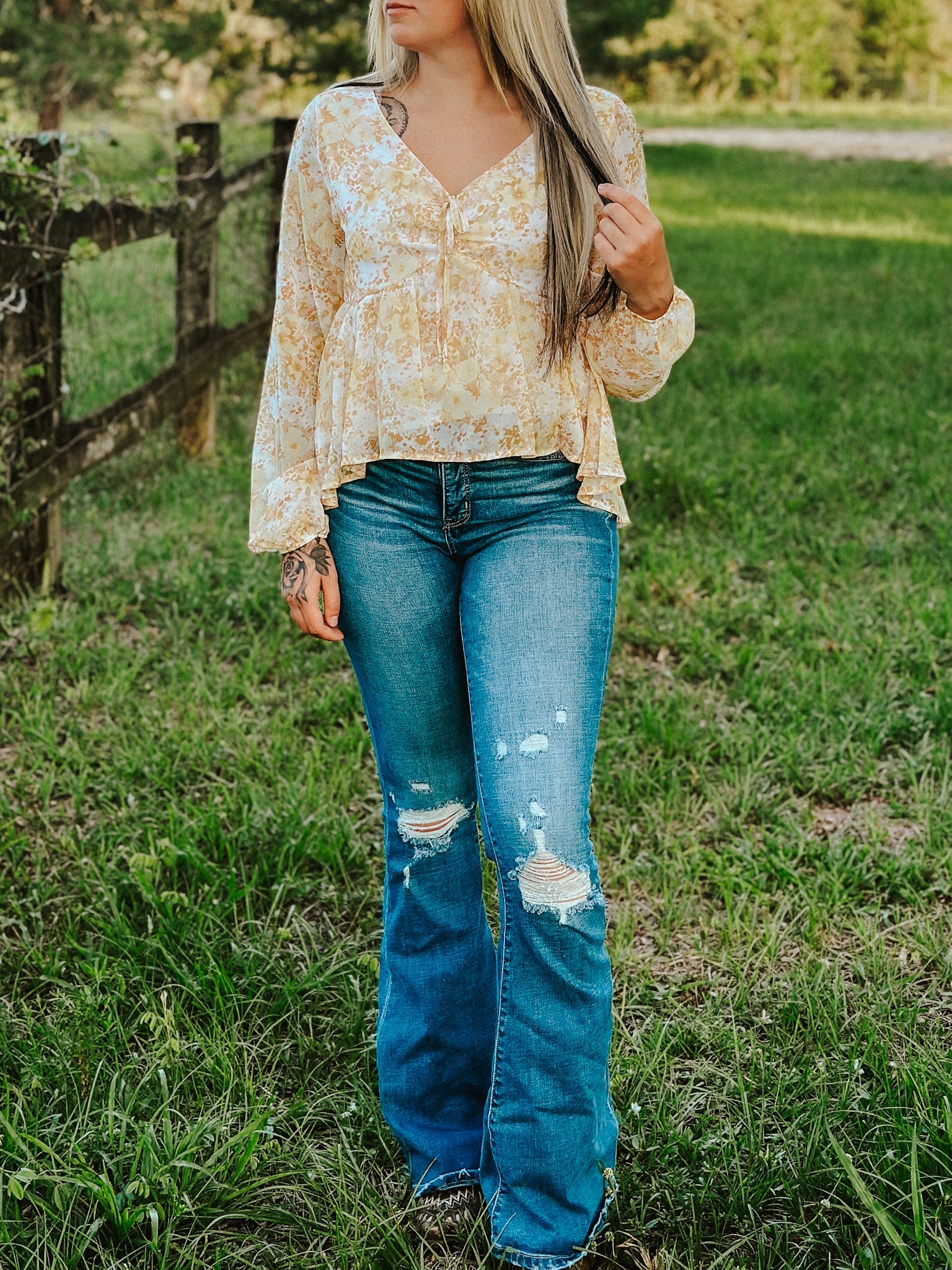 Ashley's V Neck Floral Top Wild Cactus Boutique