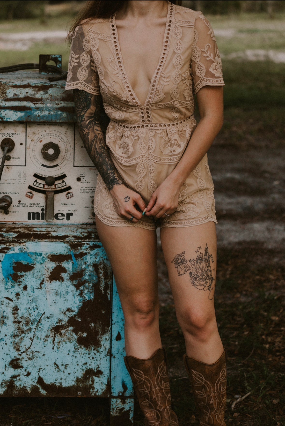 Krysta's Taupe Lace Romper Wild Cactus Boutique