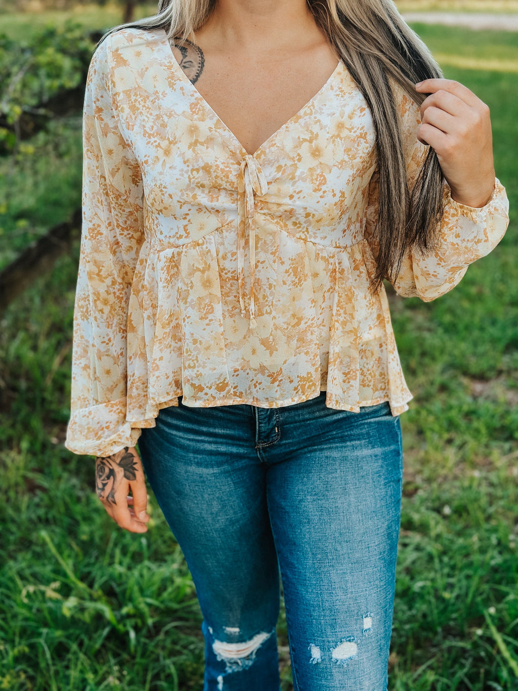 Ashley's V Neck Floral Top Wild Cactus Boutique