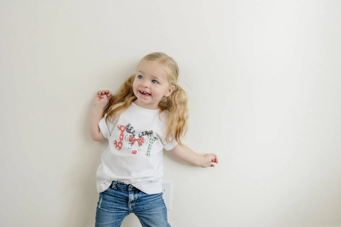 Kids Christmas Shirts, cute unicorn style reindeer Joy christmas shirt kids, girls christmas tshirt Joyful Moose