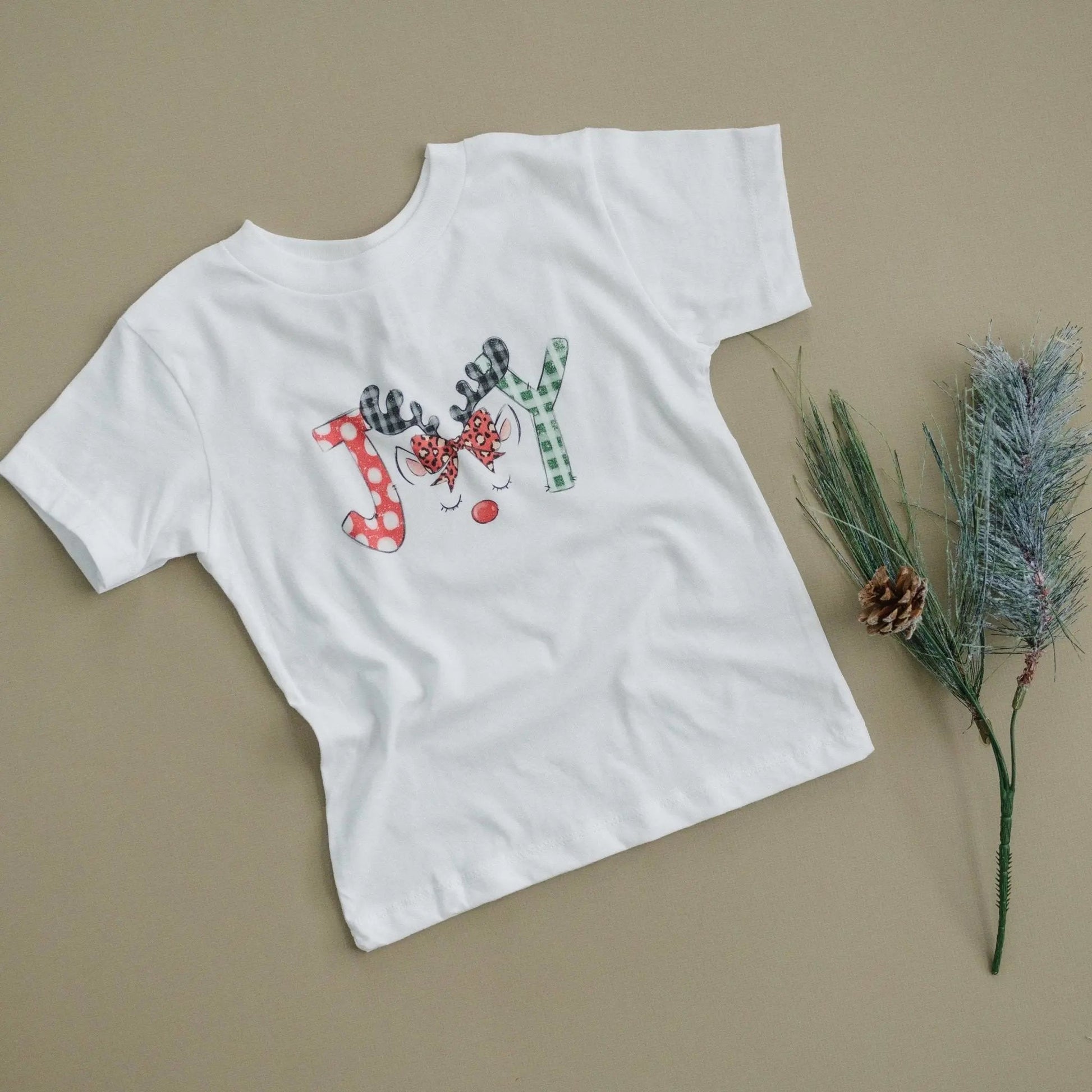 Kids Christmas Shirts, cute unicorn style reindeer Joy christmas shirt kids, girls christmas tshirt Joyful Moose