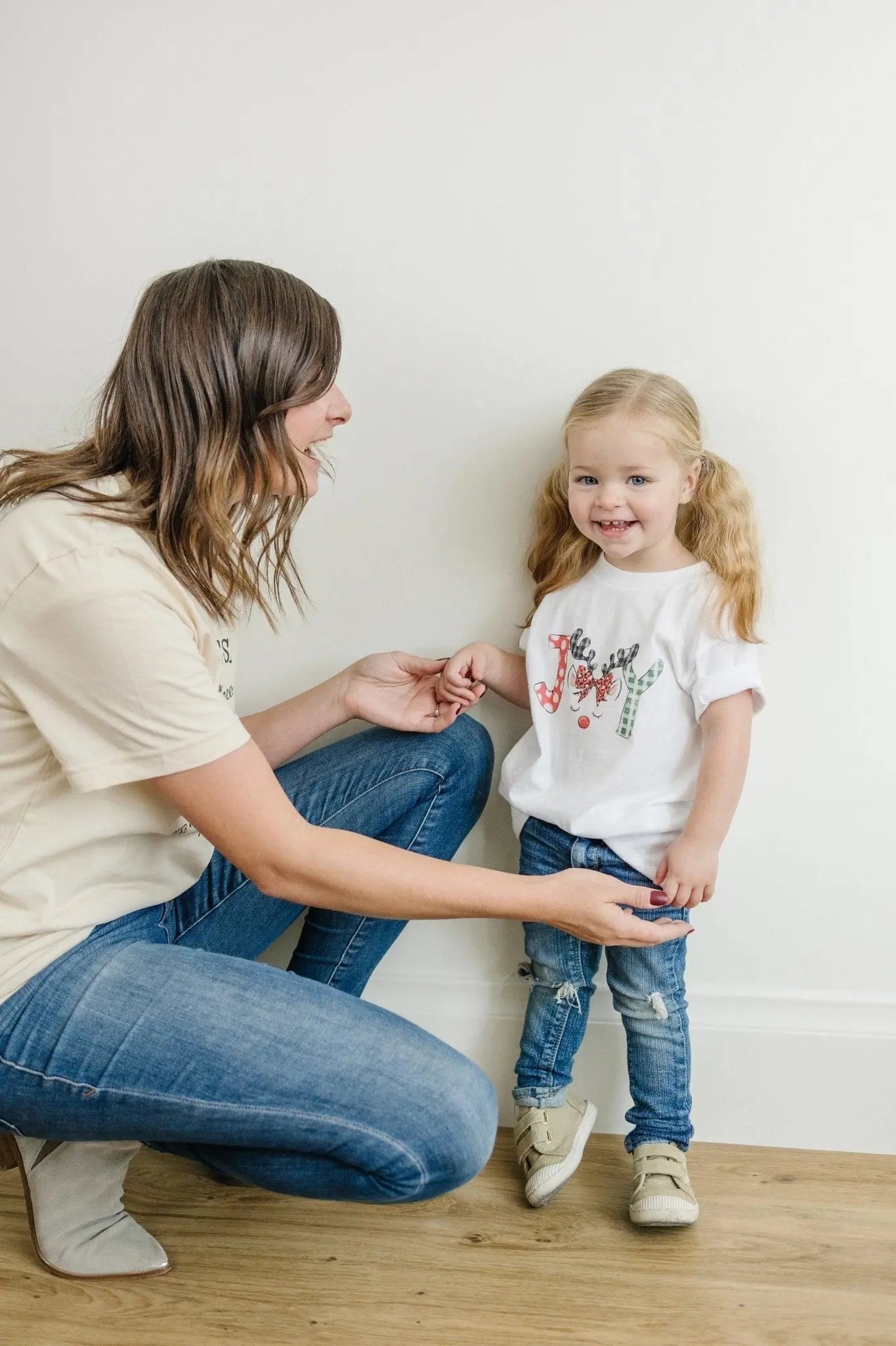 Kids Christmas Shirts, cute unicorn style reindeer Joy christmas shirt kids, girls christmas tshirt Joyful Moose
