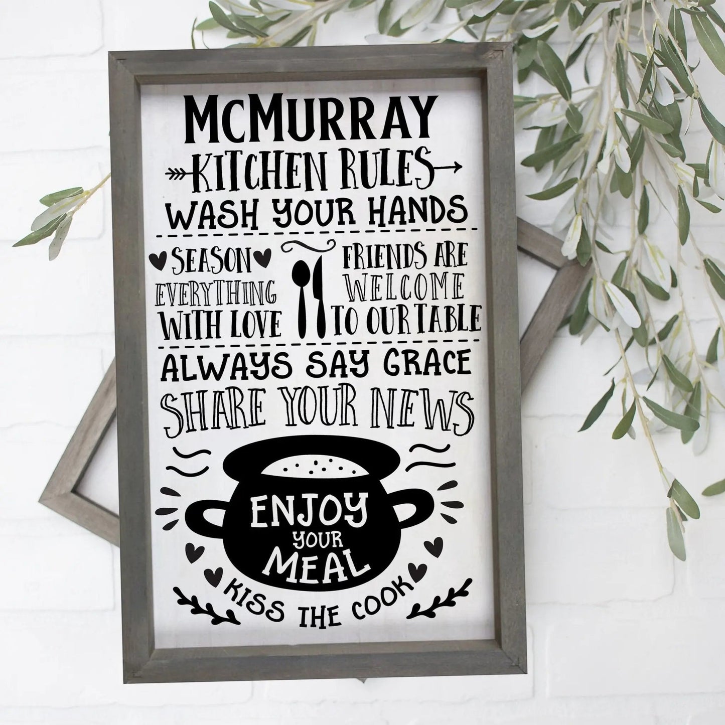 Large Kitchen Sign, Personalized Kitchen Rules Decor, Custom Rustic Kitchen Sign Joyful Moose