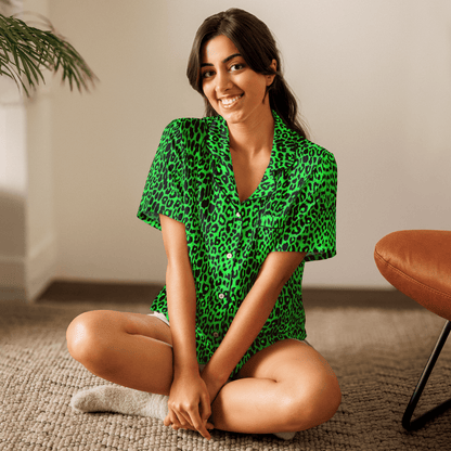 Lime Leopard Silky Pajama Top Goth Cloth Co.