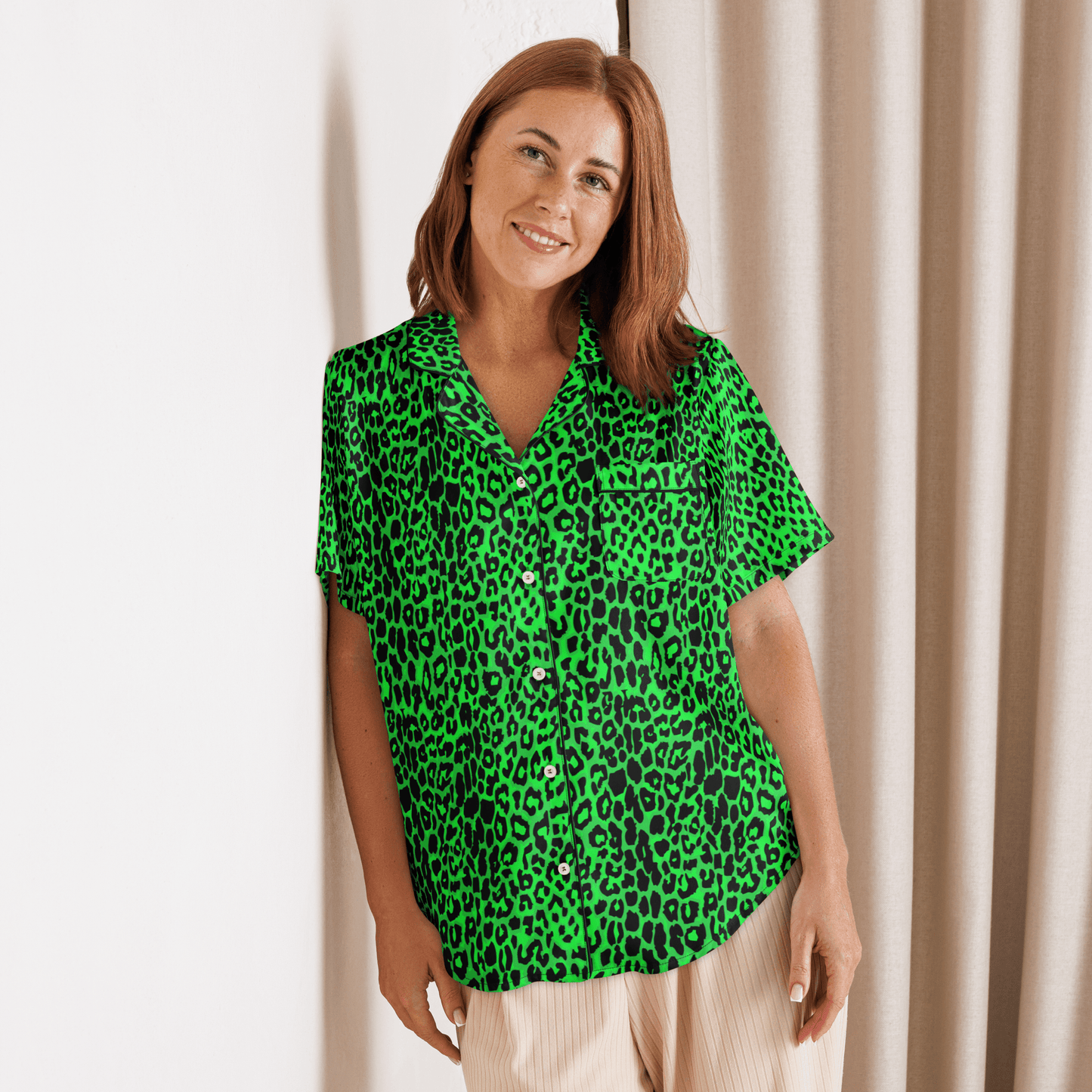 Lime Leopard Silky Pajama Top Goth Cloth Co.