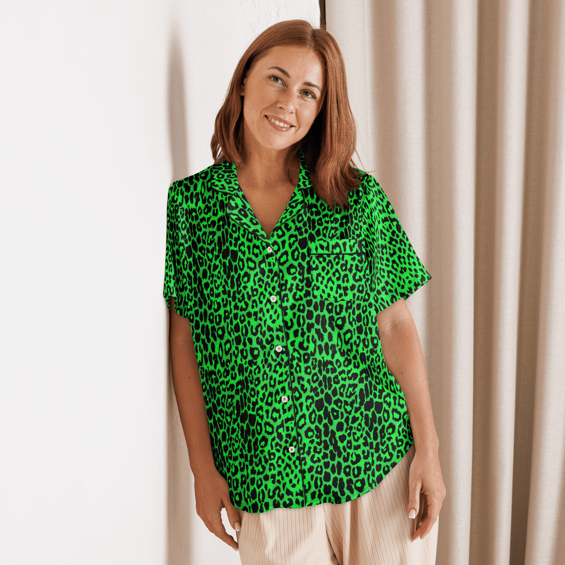 Lime Leopard Silky Pajama Top Goth Cloth Co.