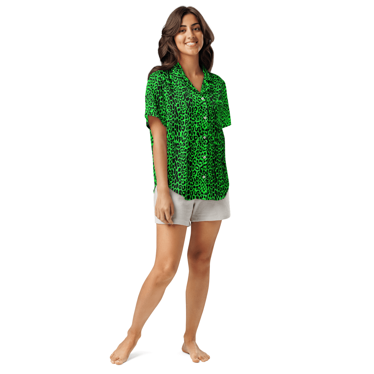 Lime Leopard Silky Pajama Top Goth Cloth Co.