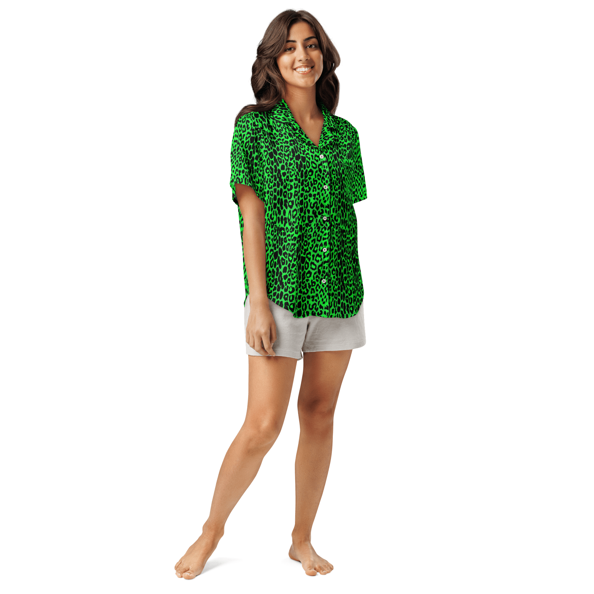 Lime Leopard Silky Pajama Top Goth Cloth Co.