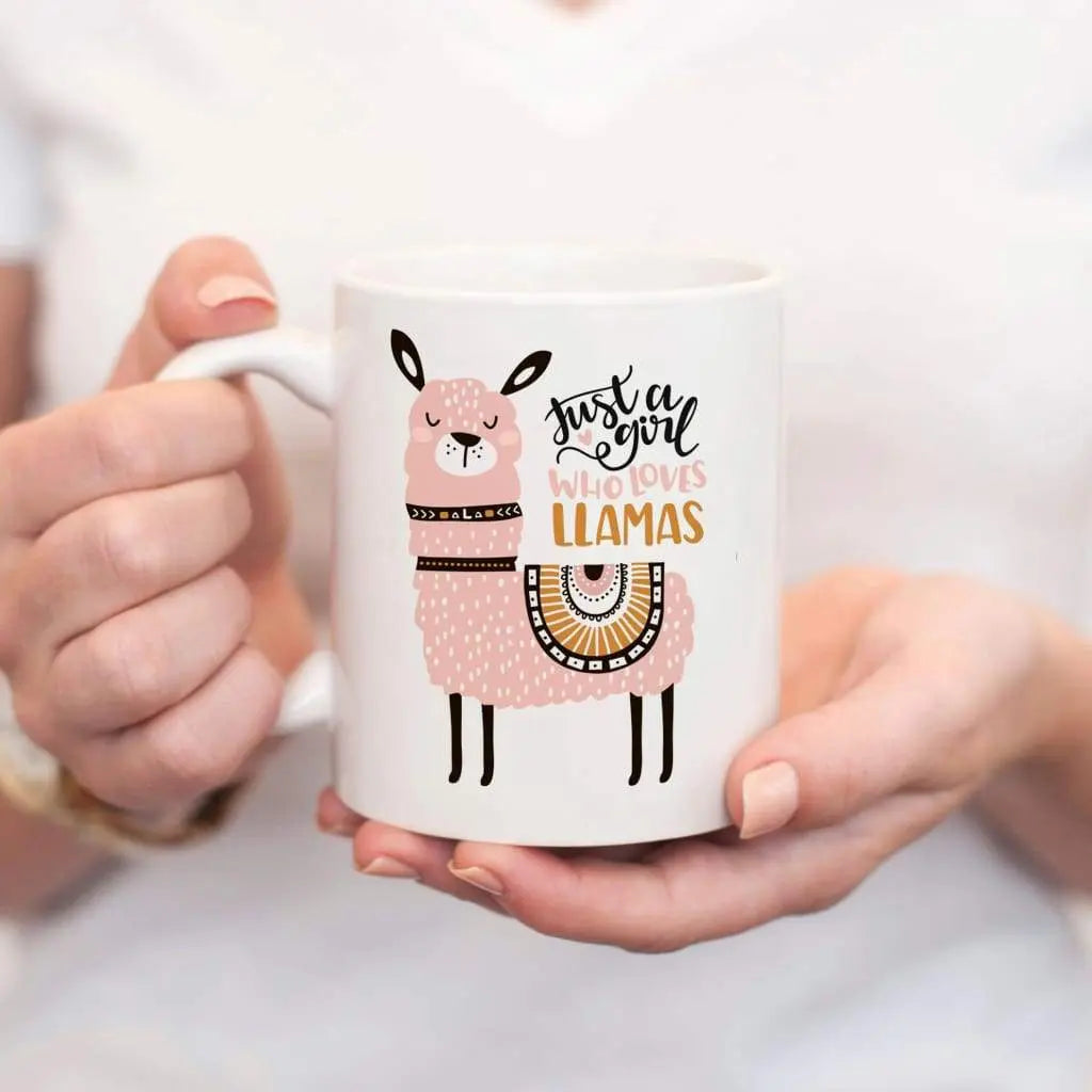 Llama Coffee Mug - Just a Girl Who Loves Llamas Gift Joyful Moose