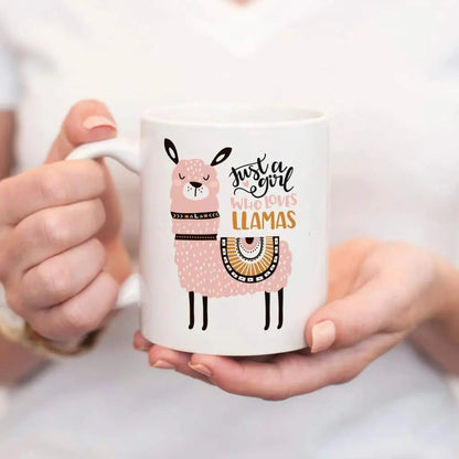 Llama Coffee Mug - Just a Girl Who Loves Llamas Gift Joyful Moose
