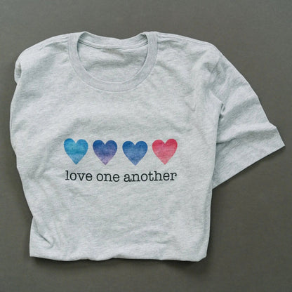 Love One Another Tshirt, Watercolor Hearts Womans Tee, tshirt women, Love T-shirt, heart tshirt, best friend gifts, gift for friend Joyful Moose