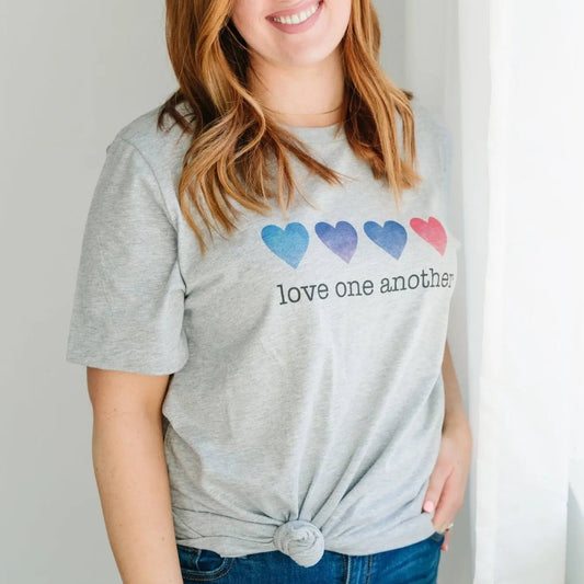 Love One Another Tshirt, Watercolor Hearts Womans Tee, tshirt women, Love T-shirt, heart tshirt, best friend gifts, gift for friend Joyful Moose