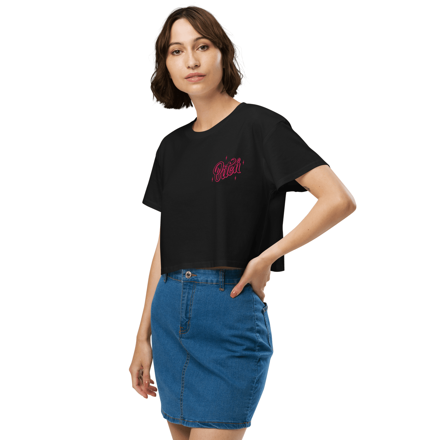 Magical Bitch Embroidered Crop Top Goth Cloth Co.
