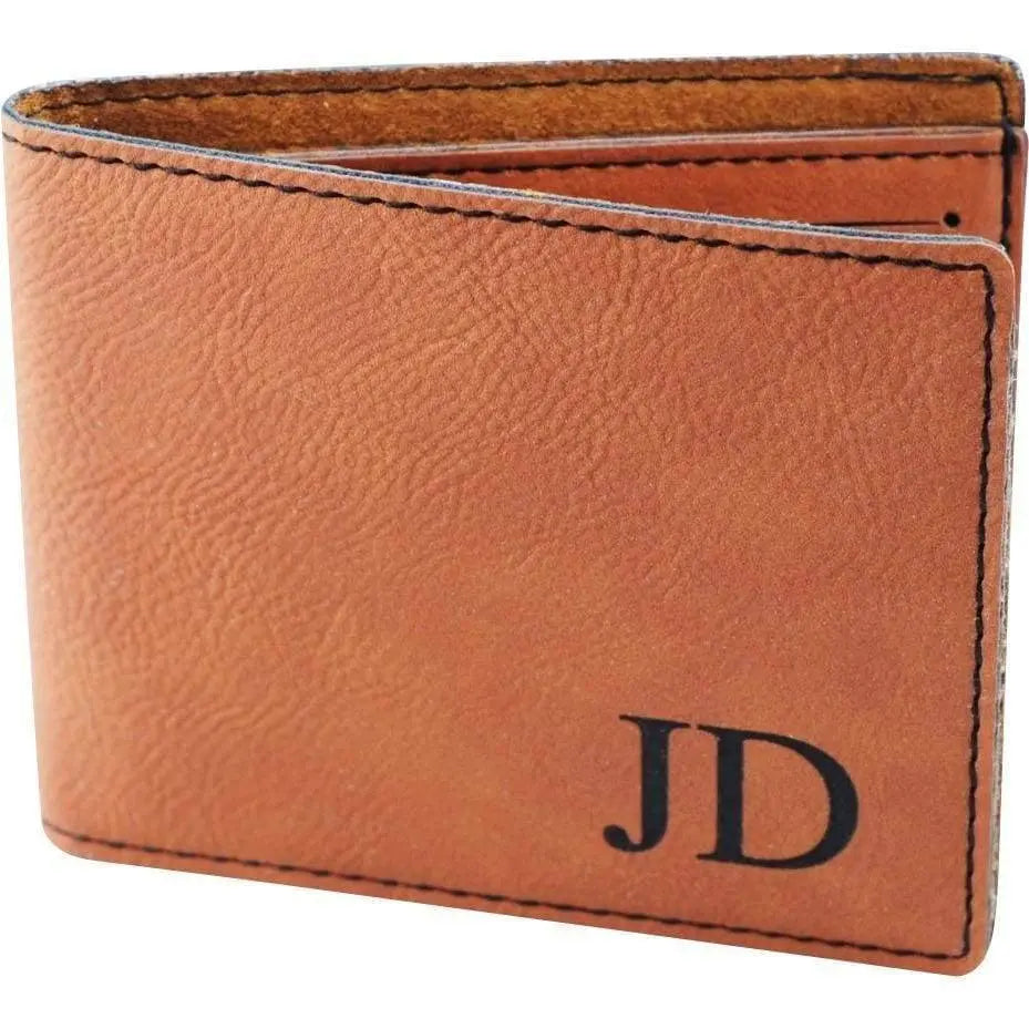 Monogram Leather Wallet - Personalized Mens Wallet Joyful Moose