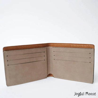 Monogram Leather Wallet - Personalized Mens Wallet Joyful Moose