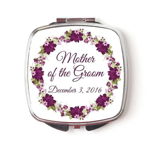 Mother Of Groom Compact Mirror - Mother Of The Groom Gift - Wedding Compact Makeup Mirror Joyful Moose