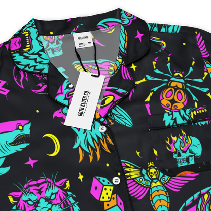 Neon Traditional Silky Pajama Top Goth Cloth Co.