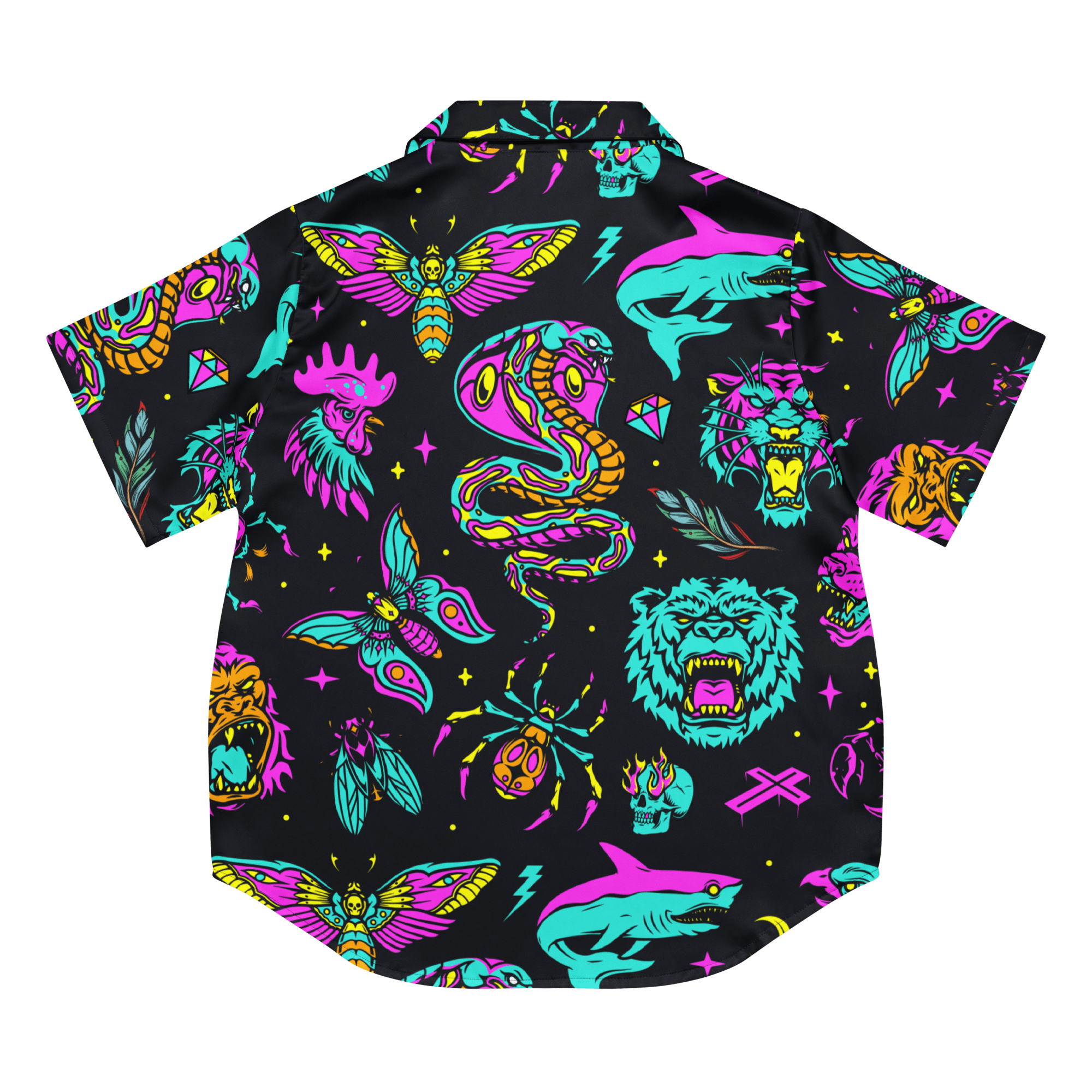 Neon Traditional Silky Pajama Top Goth Cloth Co.