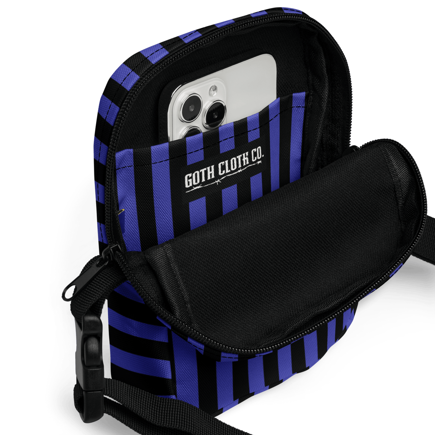Nevermore Days Striped Crossbody Bag Goth Cloth Co.