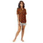 October Tiles Checkered Silky Pajama Top Goth Cloth Co.