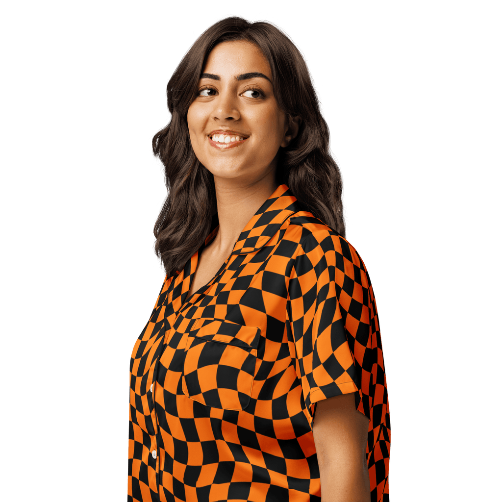October Tiles Checkered Silky Pajama Top Goth Cloth Co.