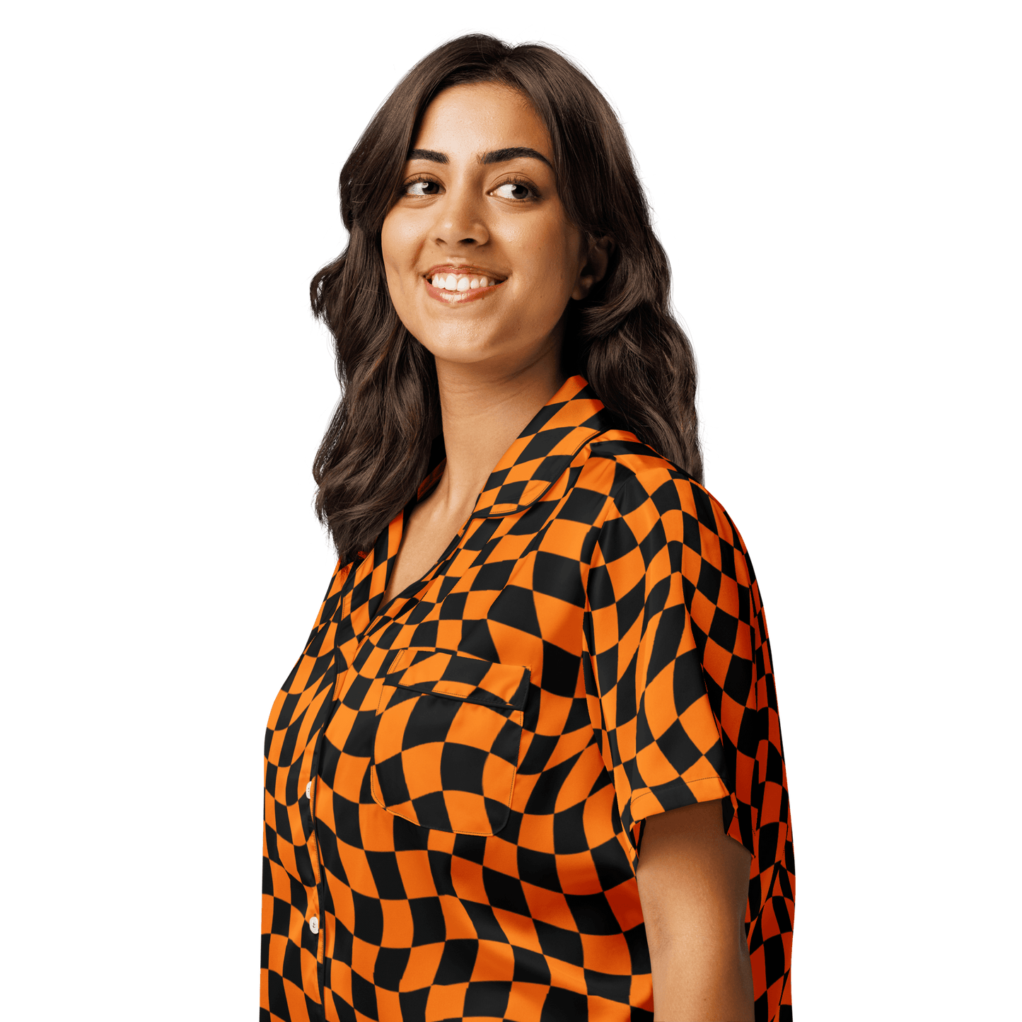 October Tiles Checkered Silky Pajama Top Goth Cloth Co.