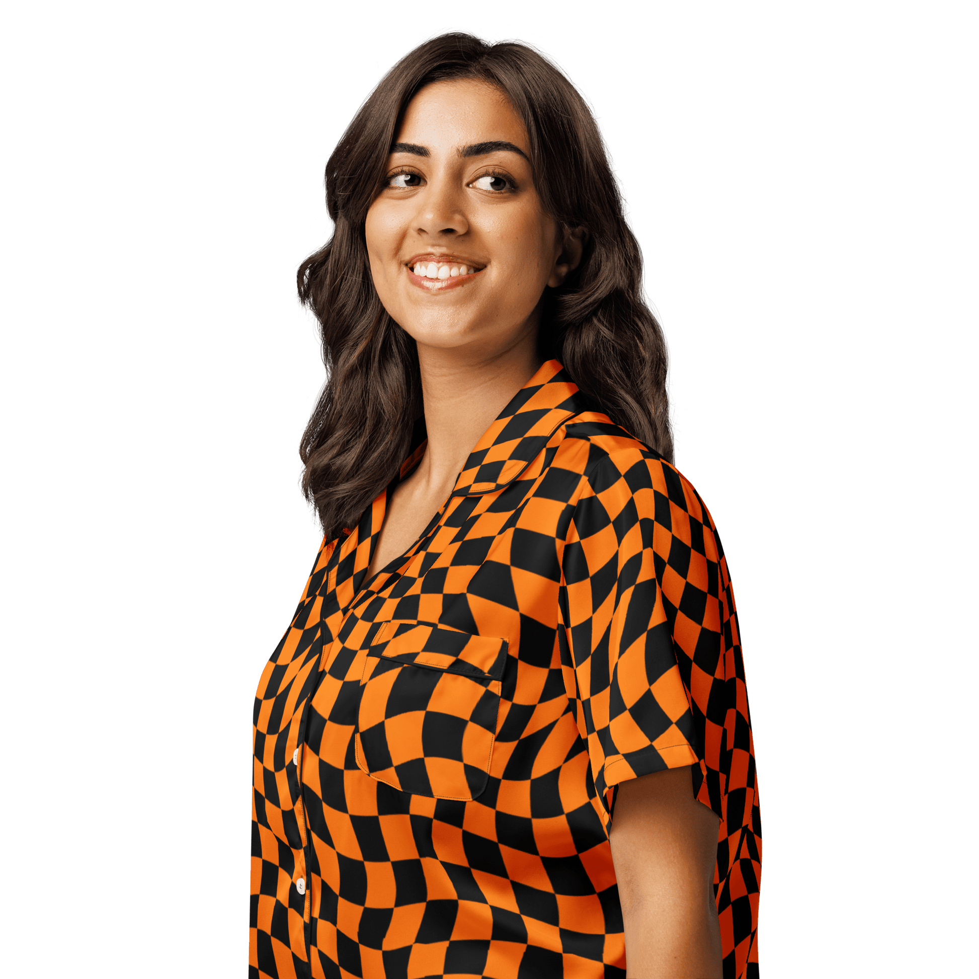 October Tiles Checkered Silky Pajama Top Goth Cloth Co.