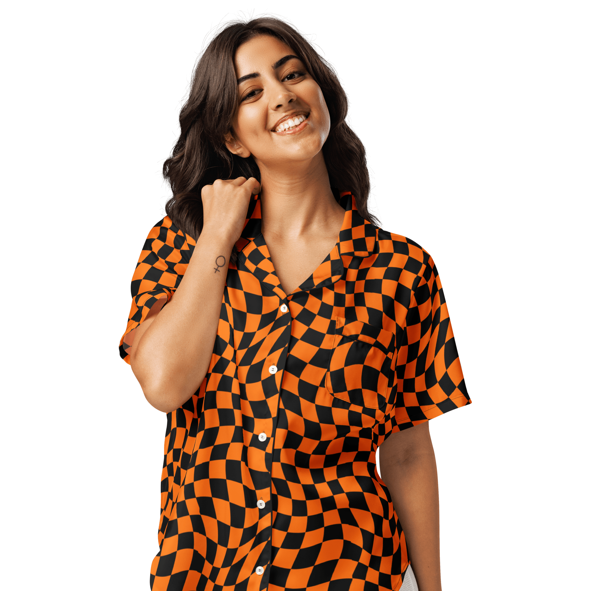 October Tiles Checkered Silky Pajama Top Goth Cloth Co.